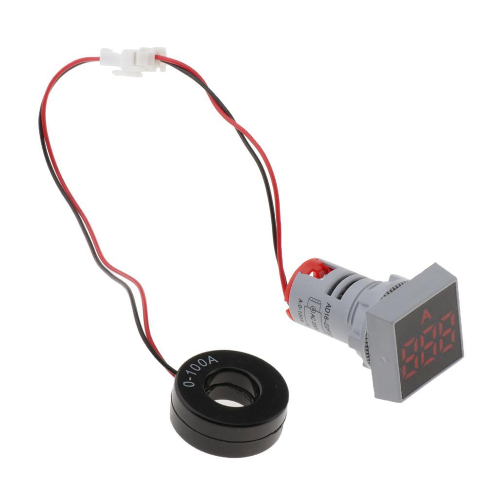 22mm AC 0-100A Ammeter Current Meter LED Digital Display Mini Square