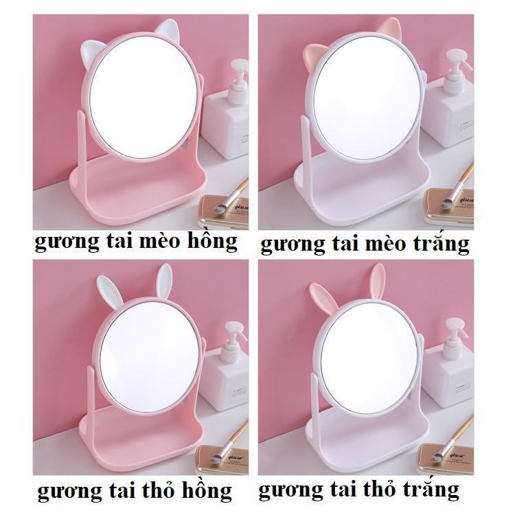 Gương trang điêm tai meo đa chưc năng co thê xoay thơi trang