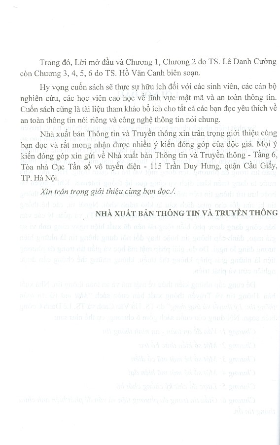 Mật Mã Và An Toàn Thông Tin - Lý Thuyết Và Ứng Dụng