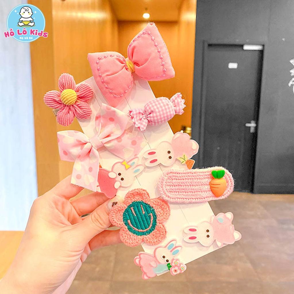 Set 10 kẹp tóc vải bông cute dễ thương phong cách hàn quốc cho bé Hồ Lô Kids