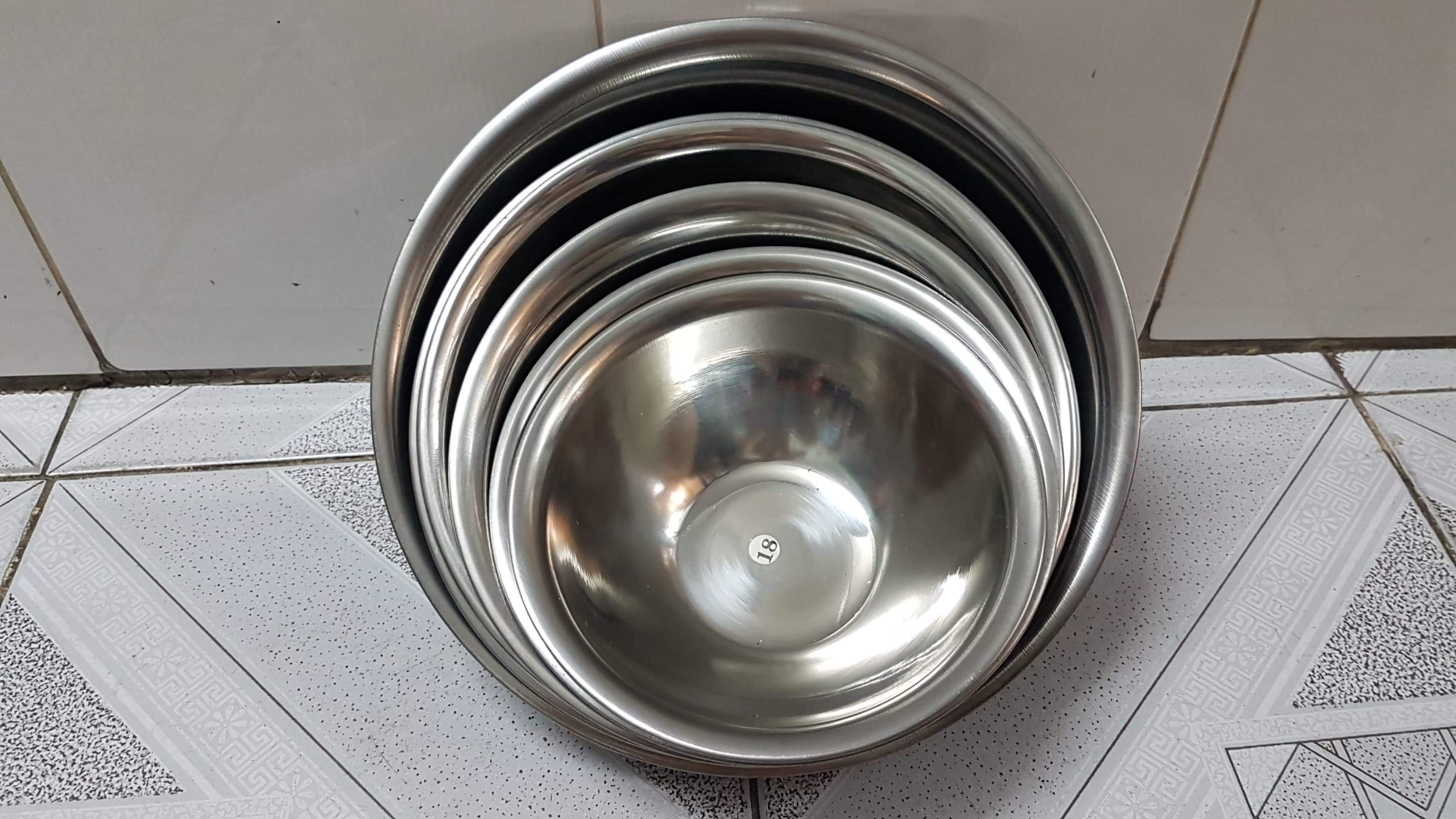 Combo 5 cái thau inox từ 18cm đến 28cm