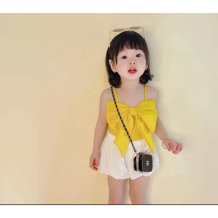 Set đồ bé gái,Bộ quần Áo Bé Gái Nơ vàng kết hợp quần bí 2 Thôi Nôi, Sinh Nhật 8-23kg Angel Baby Thời Trang Thiết Kế