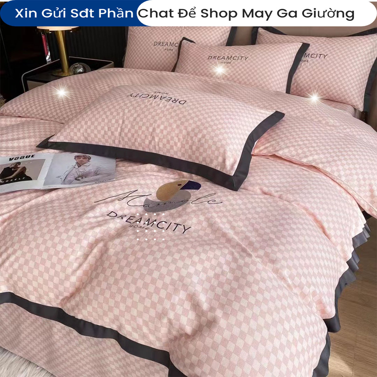 Bộ Chăn Ga Gối Đệm Phi Lụa Tencel Dream City Home Drap Giường Phi Bóng Cao Cấp Bo Chun Drap Chăn Chần Bông