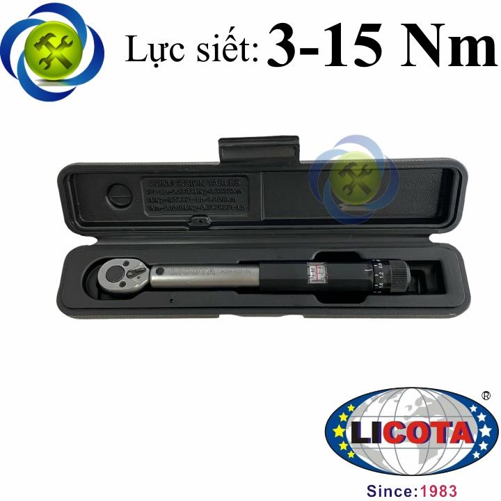 Cần siết lực 1/4 (3-15Nm) LICOTA AQW-N2015V có đồng hồ dài 197mm