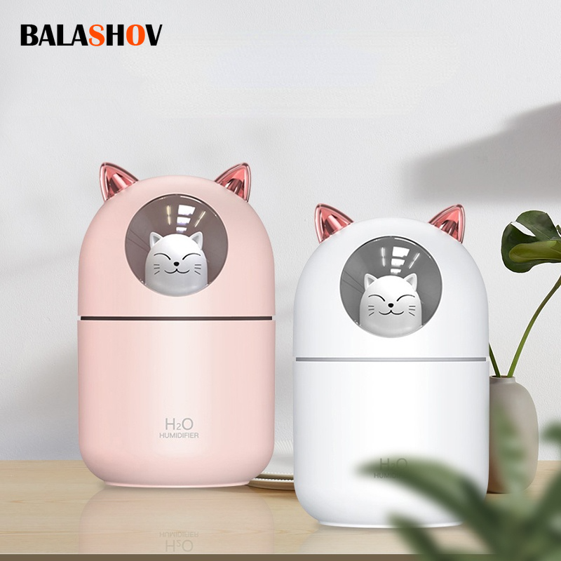 Máy Tạo Độ Ẩm Không Khí 300ML Mèo Siêu Im Lặng USB Văn Phòng Hộ Gia Đình Phòng Ngủ Thơm Ô Tô Máy Lọc Không Khí Phun Sương Tạo Không Khí tươi Hơn