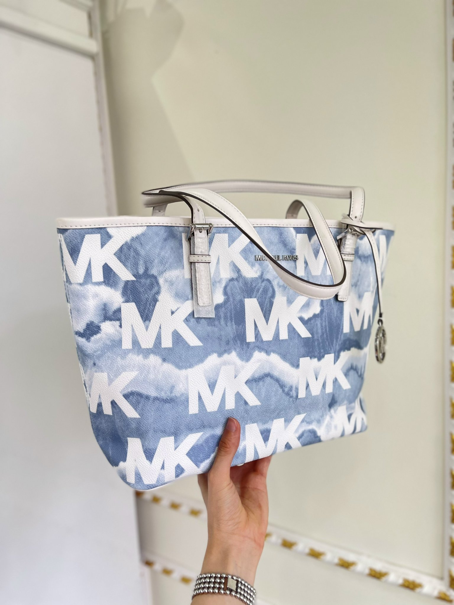 Túi MK Tote logo xanh