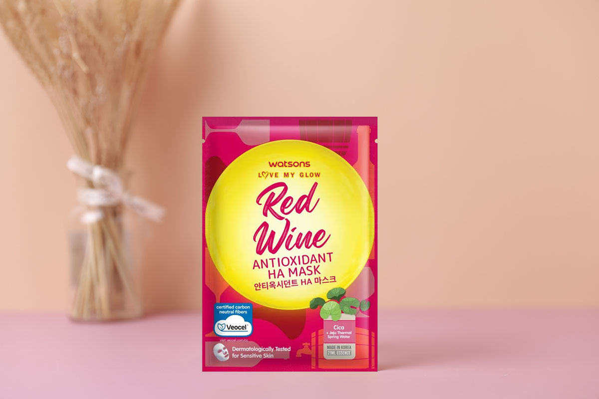 Mặt Nạ Watsons Love My Glow Red Wine Antioxidant Ha Mask 21ml