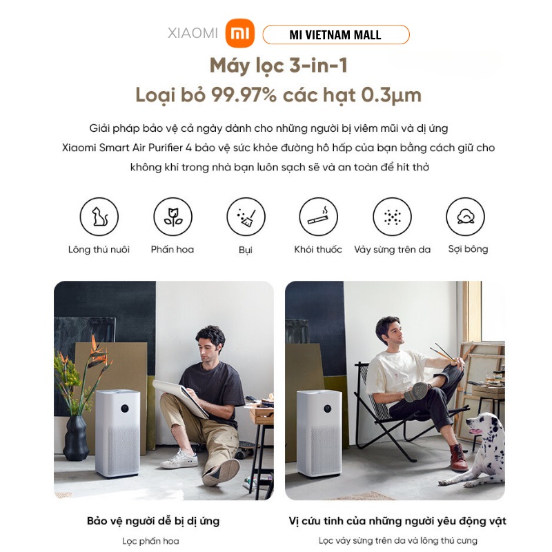 Máy Lọc Không Khí Xiaomi Smart Air Purifier 4 - Hàng Chính Hãng