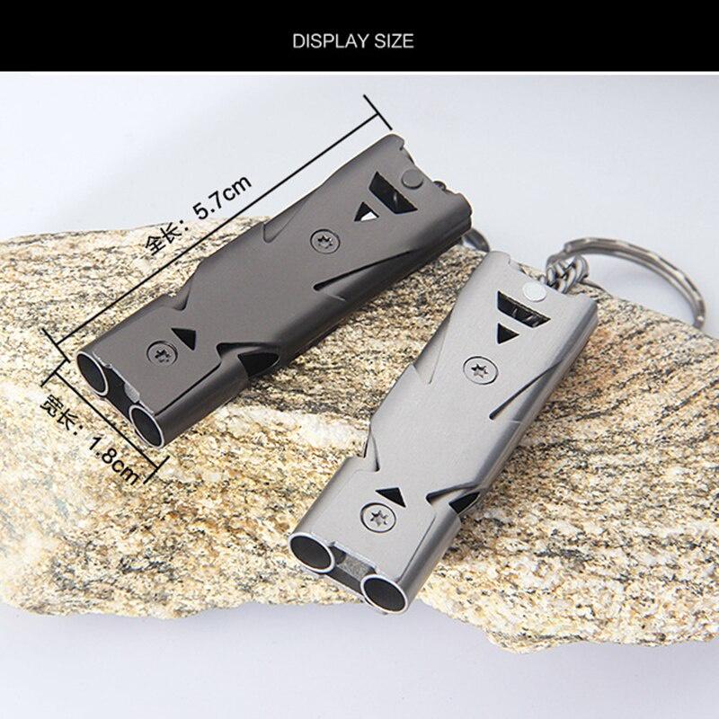 Outdoor Whistle EDC Survival Whistle High Decibel Double Pipe Whistle Stainless Steel Alloy Keychain For Camping Hiking Outdoor