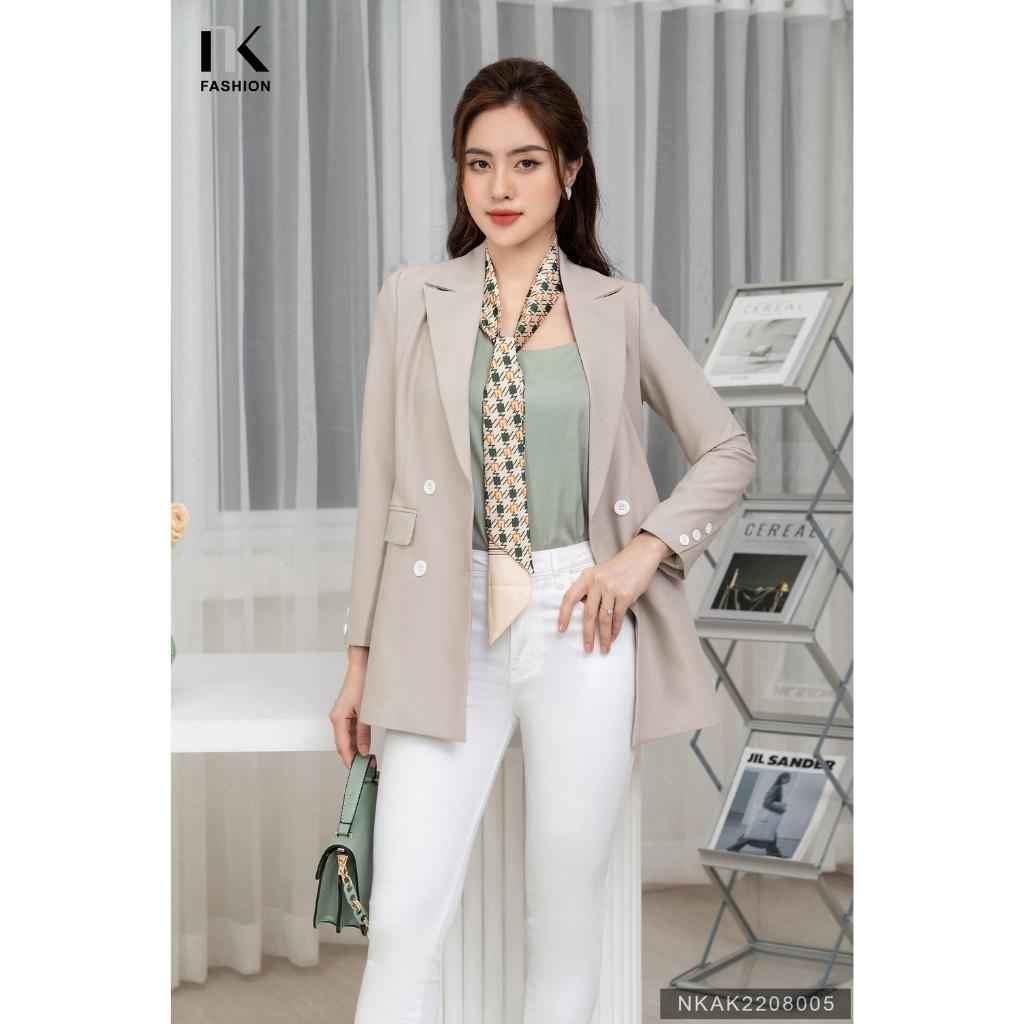 Áo Vest Dáng Suông 4 Cúc Tay Dài NK FASHION Thiết Kế 2 Lớp Chất Vải Nhập Hàn Cao Cấp Mềm Mại Không Xù NKAK2208005