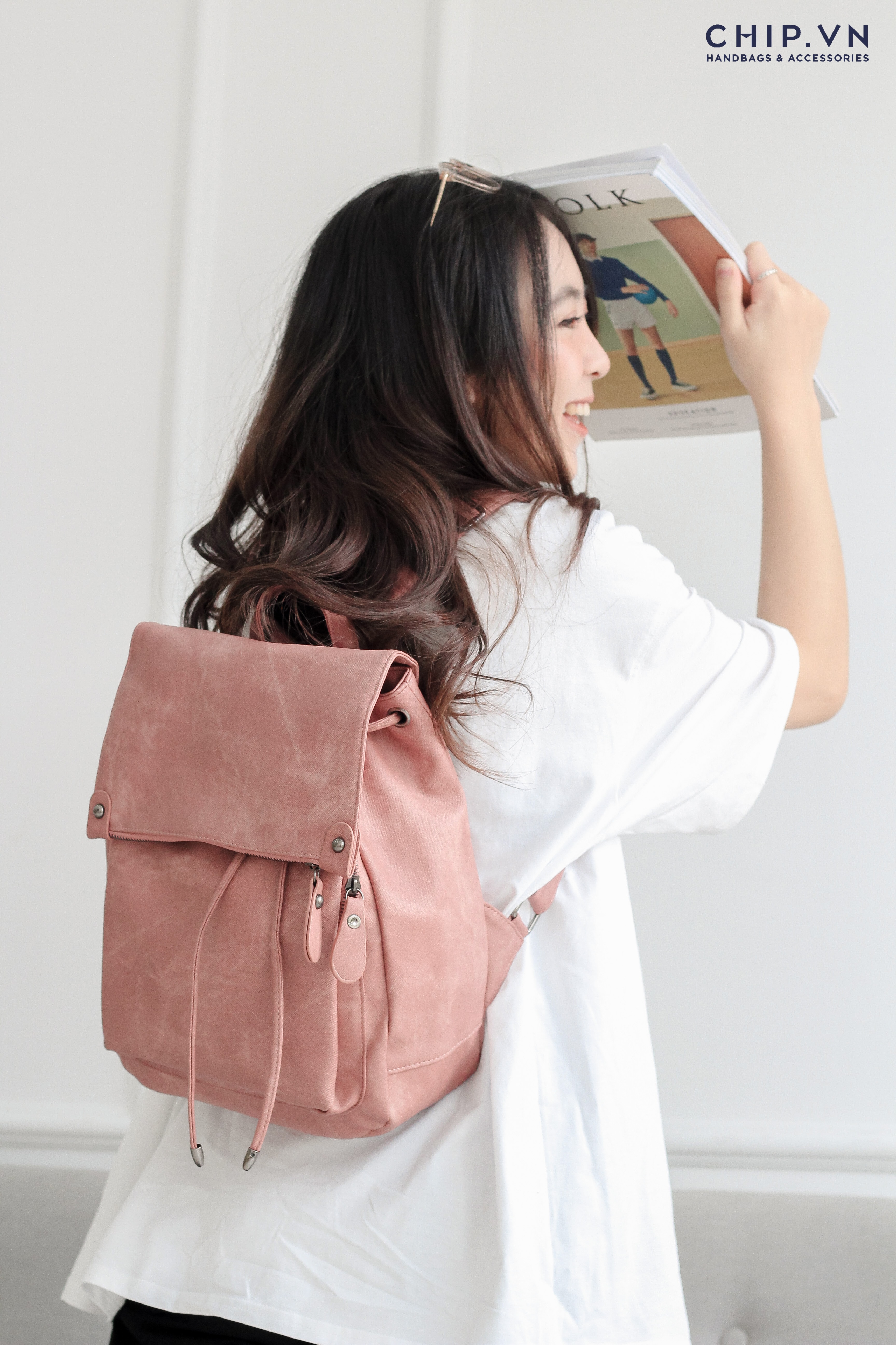 Balo Nữ Dây Rút Nắp Đậy CHIPVN - BL1428