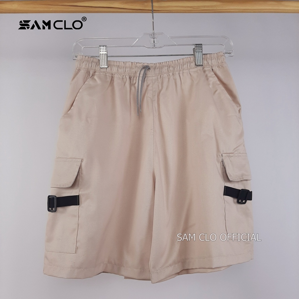 Quần đùi SAM CLO - Quần short Kaki nam nữ túi hộp phối dây dáng suông ống rộng  - M
