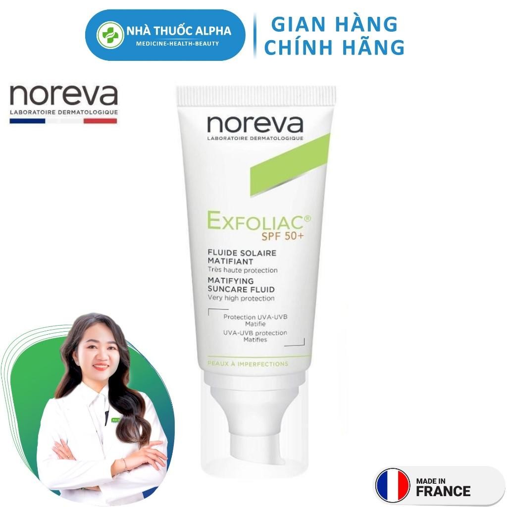 Kem chống nắng cho da nhờn mụn, nhảy cảm Noreva Exfoliac Suncare Fluid SPF50+ 40ml