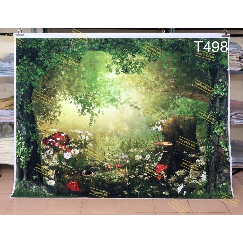 Tranh vải decor / Thảm vải treo tường / Thảm vải chụp ảnh rừng cổ tích / Chụp ảnh thiên nhiên