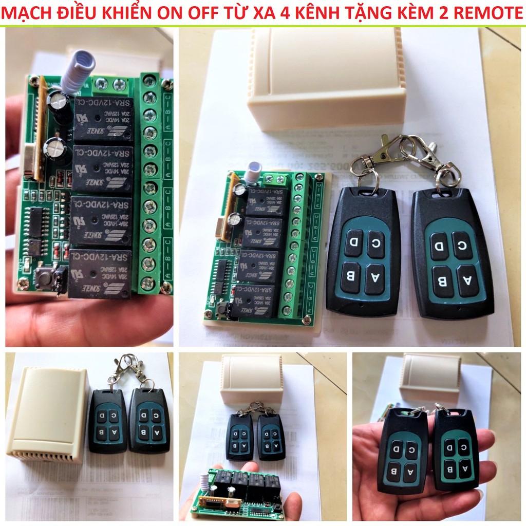 CÔNG TẮC ĐIỀU KHIỂN TỪ XA 12V 4 KÊNH DÙNG ĐỘ XE MÁY Ô TÔ CỰC CHẤT TẶNG 2 REMOTE