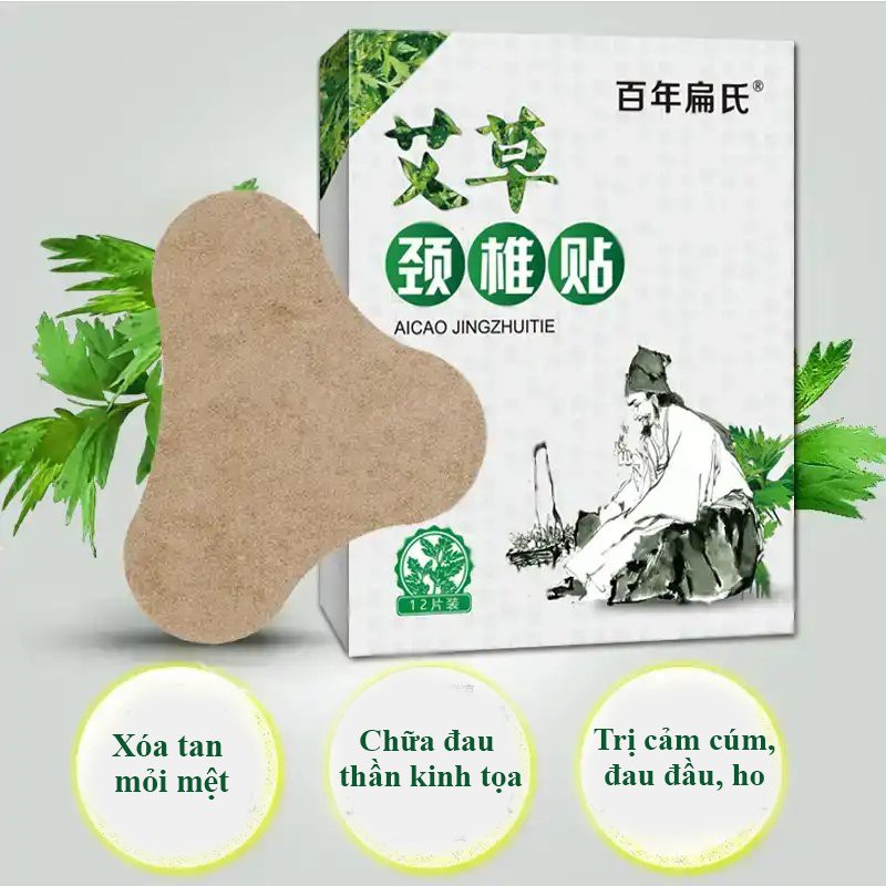Miếng Dán Ngải Cứu HỘP 12 MIẾNG Giảm Dau Vai Cổ Gáy Hiệu Quả