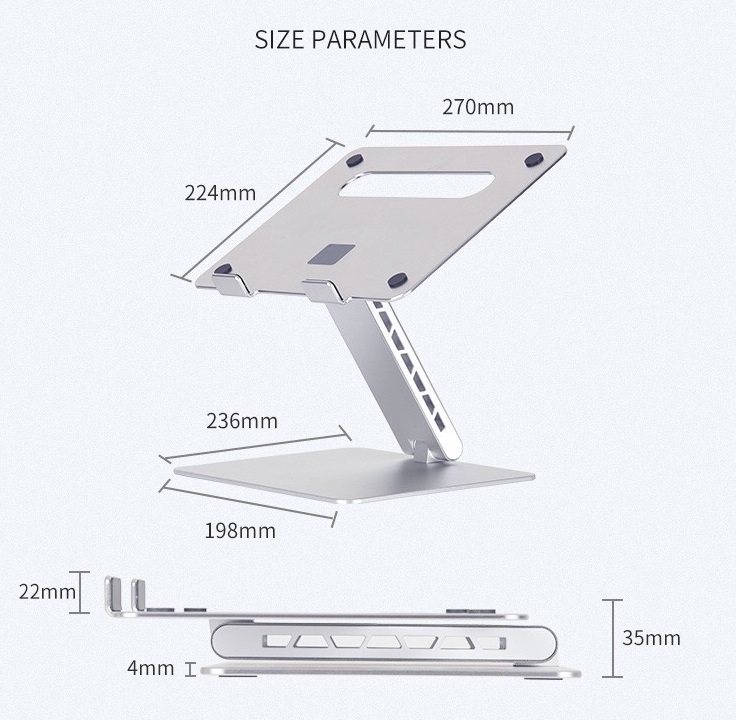 Giá đỡ nâng laptop stand nhôm nguyên khối một chân T2