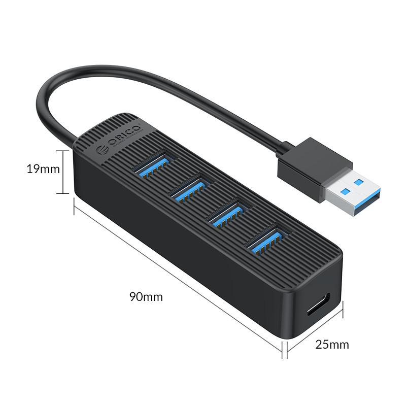 Bộ chia 4 cổng USB 3.0 có cổng cấp nguồn phụ Orico TWU3-4A - Hàng Chính Hãng