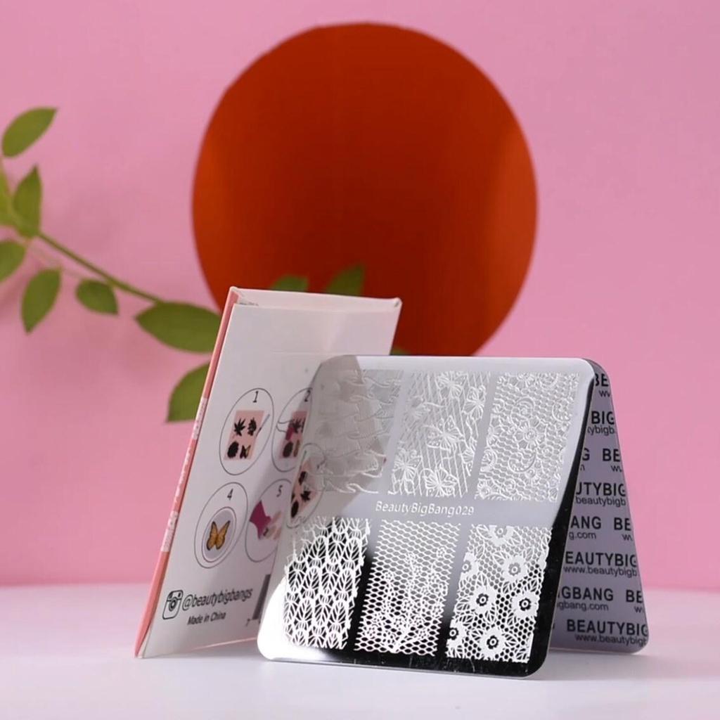Tấm Khuôn Dập Họa Tiết Ren Hoa Cho Móng Tay 6*6cm