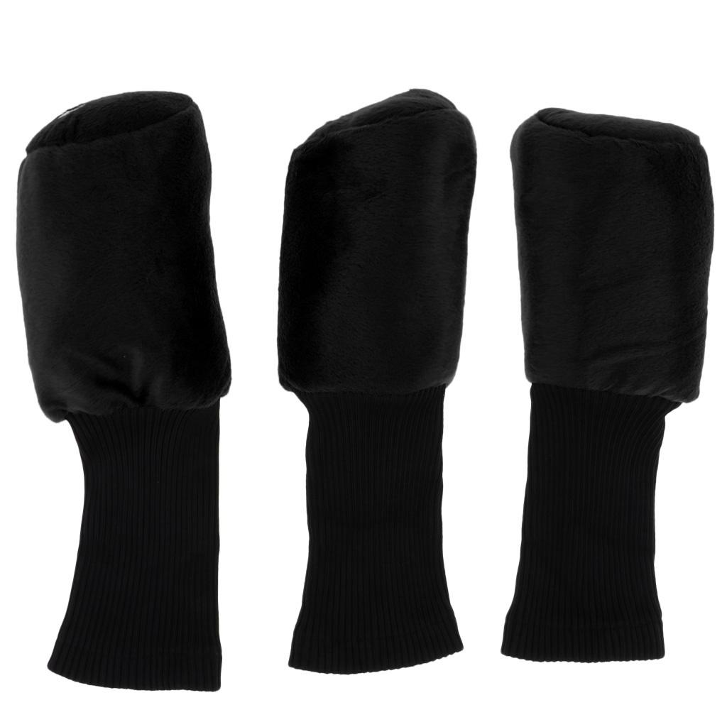 2x3pcs Long Neck Golf Club Head Cover Wood Headcover for Women Black