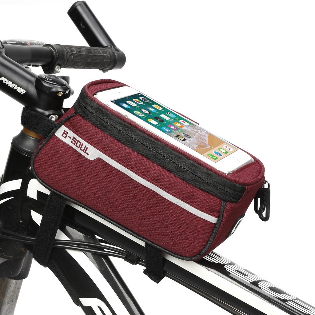 Tùi treo xe đạp chất vải chống nước cực bền, có túi đựng điện thoại cảm ứng