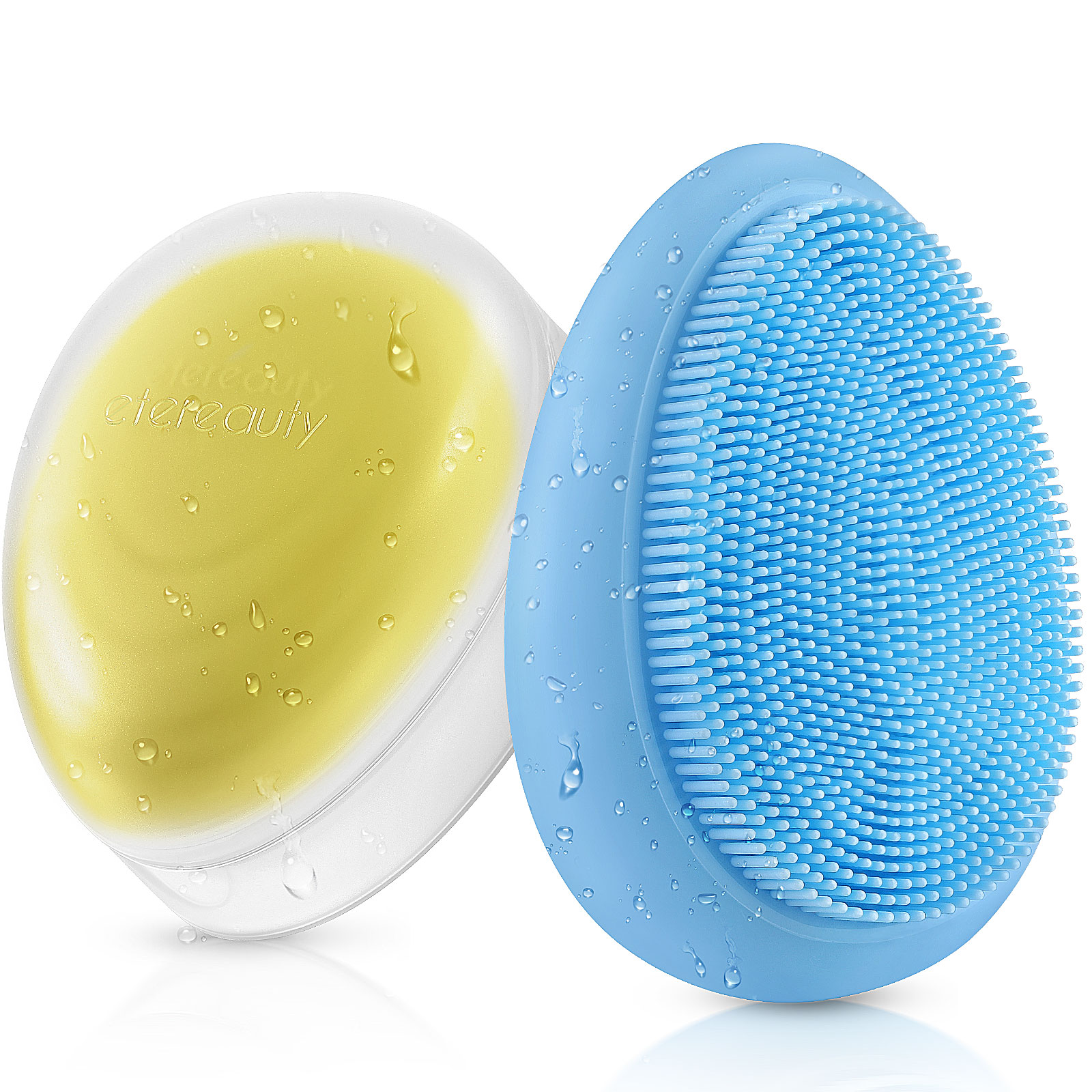 ETEREAUTY 2 Chiếc Ốp Làm Sạch Da Mặt Bàn Chải Mát Xa Bàn Chải Rửa Mặt Máy Massage Có Ngăn Chứa Đồ