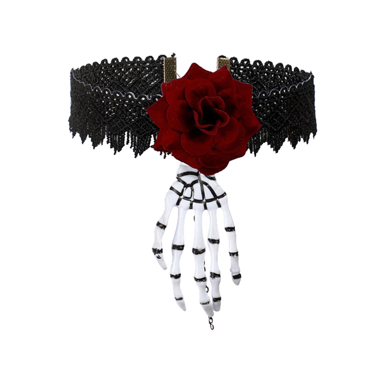 Punk Style Necklace Halloween Pendant Necklace Halloween Gifts Makeup Jewelry Retro Style Lace Neck Chain for Holidays Halloween Prom