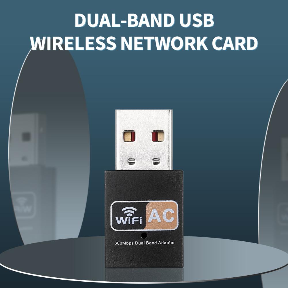 600Mbps USB Wireless Network Card 2.4GHz+5GHz Dual Frequency Band Mini USB WiFi Adapter Wide Compatibility for PC Laptop