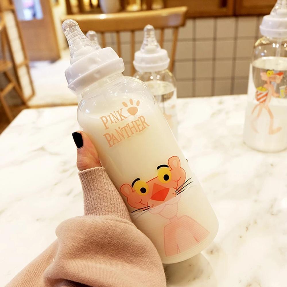 400Ml Sáng Tạo Tốt Nghiệp Trưởng Thành Bình Sữa Thủy Tinh Dung Tích Lớn Nữ Sinh Viên Núm Vú Cốc Nước Không Chứa BPA Kid Sinh Nhật Tặng Cốc Sạc