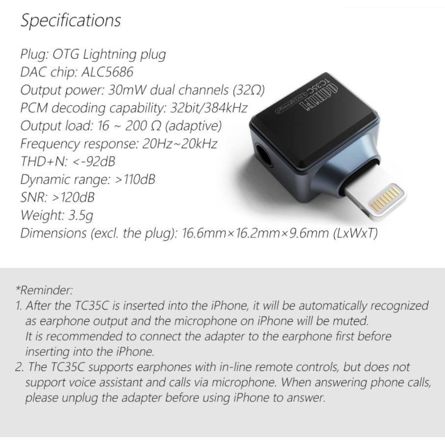 DdHifi TC35C High Fidelity Adapter - Hàng Chính Hãng