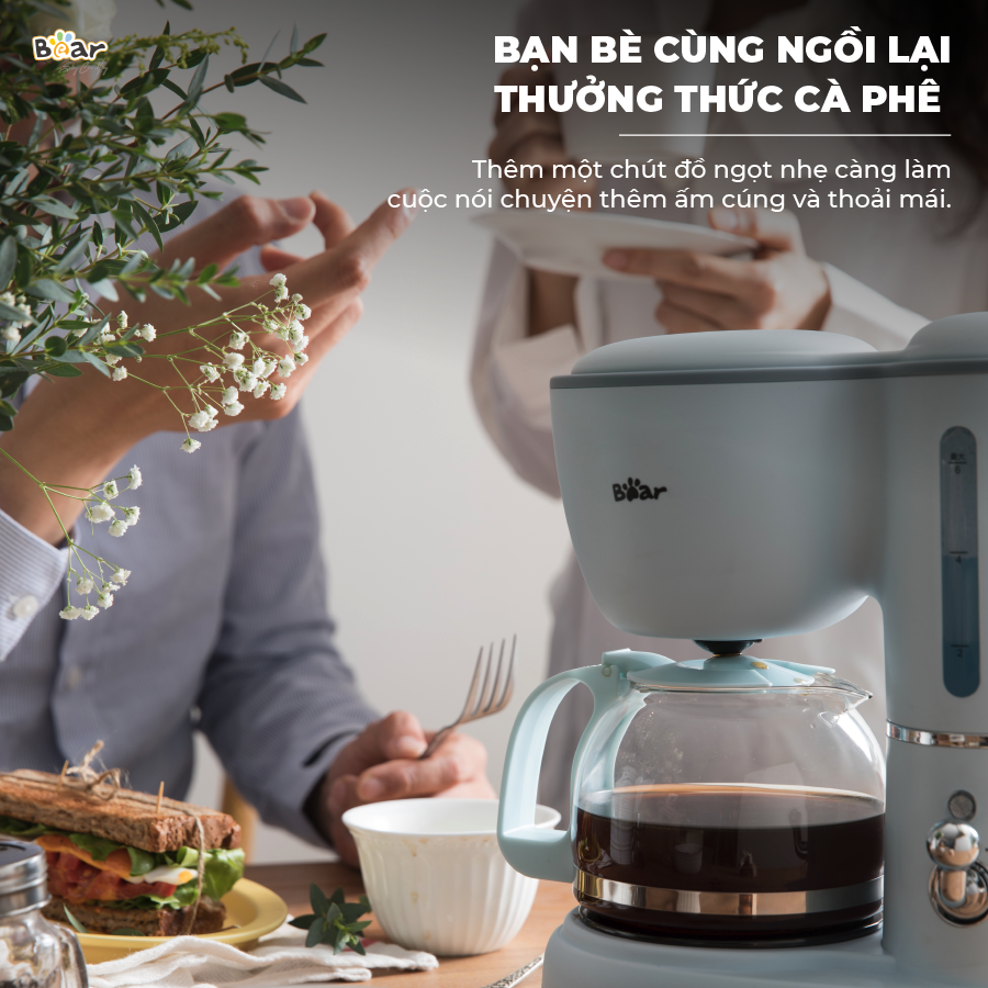 Máy Pha Cà Phê Mini Bear Nhỏ Gọn Tiện Dụng Pha Trà Pha Coffee Tự Động Giữ Ấm Loại Bỏ Cặn SB-CF06A HÀNG CHÍNH HÃNG