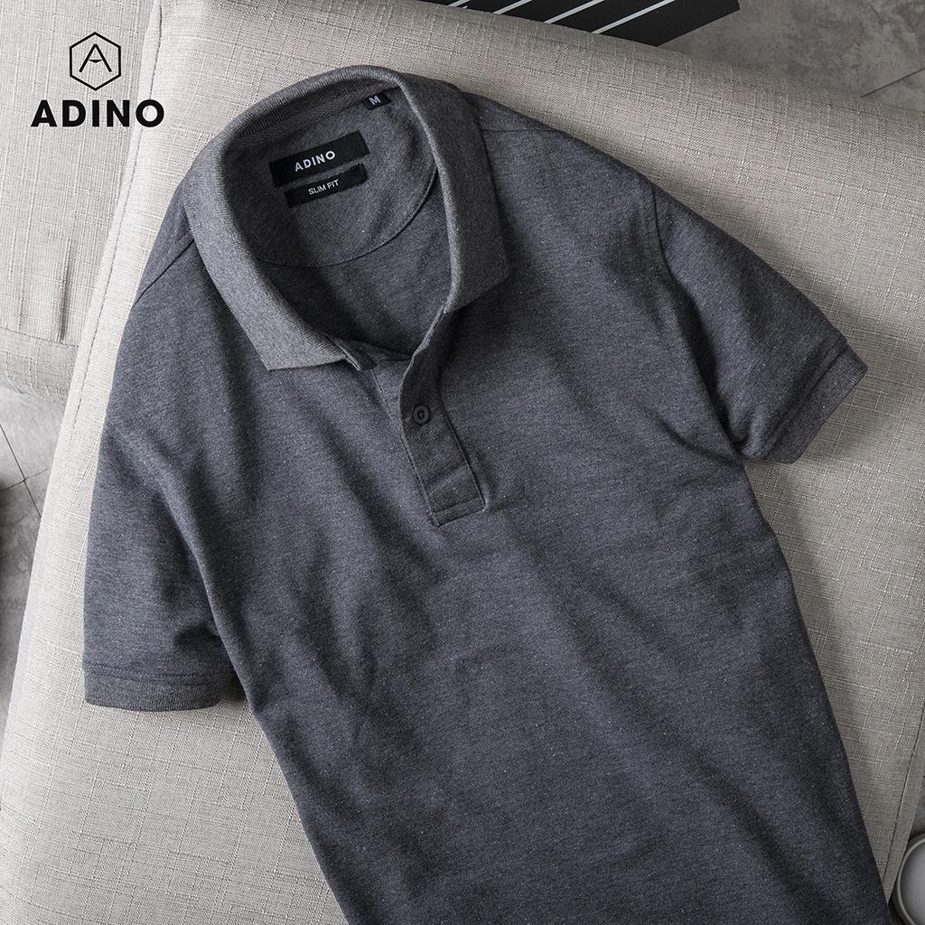 Áo polo nam ADINO màu ghi đậm vải cotton co giãn nhẹ dáng công sở slimfit hơi ôm trẻ trung PL45