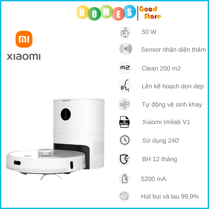 Robot Hút Bụi Lau Nhà Xiaomi X20+ Giặt Sấy Giẻ Tự Động Lực Hút 6000 Pa - Bản Quốc Tế