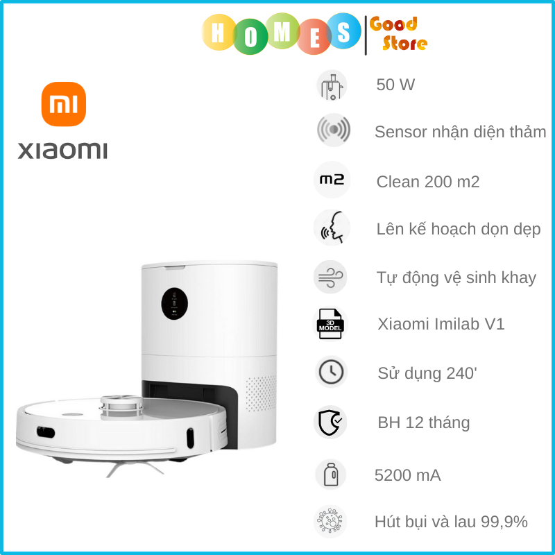 Robot Bút Bụi Lau Nhà Xiaomi Mijia 3S - 2023 Công Nghệ Lau Xoay 360 Độ Lực Hút 4000 Pa - Hàng Nhập Khẩu