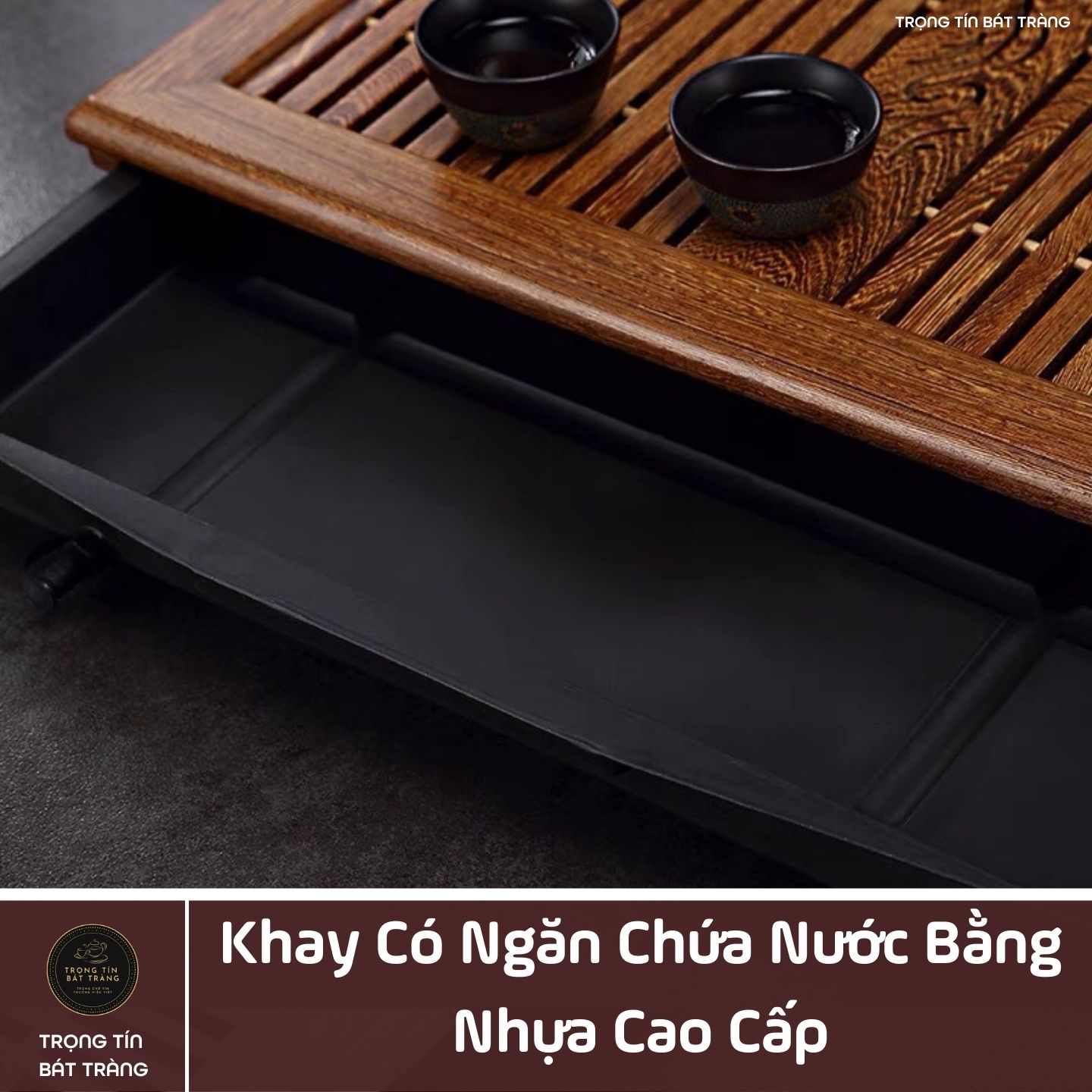 KT 31 Khay Trà Tre Cao Cấp Chữ Nhật Kích Thước 47.5*34*7.5