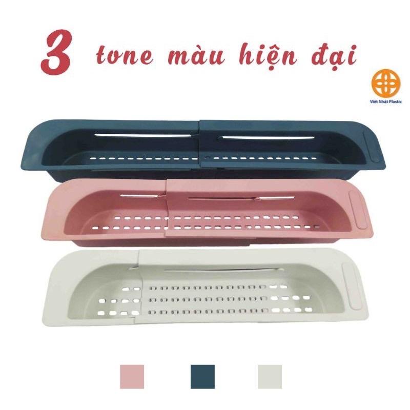 Kệ nhựa gác bồn rửa chén co giãn rút gọn đa năng nhựa Việt Nhật - Giá để đồ rửa chén bát gấp gọn gác cạnh bồn