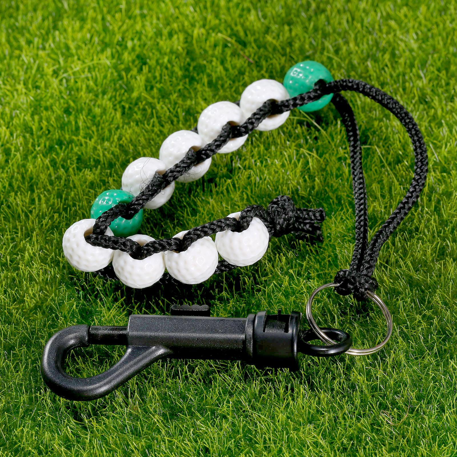 Câu Lạc Bộ Golf Bện Nylon Đột Quỵ Bắn Chuỗi Hạt Putt Số Điểm Phản Thủ Môn Ghi Điểm Nhựa Hạt Bóng Golf Với Carabiner Snap Clip