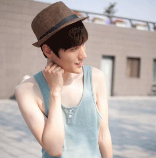 Mũ phớt cói cho nam vành nhỏ đai da Nón phớt panama nam màu nâu