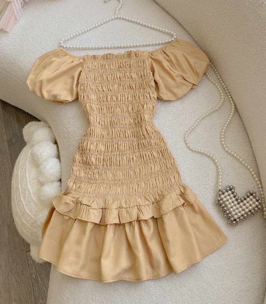 ĐẦM ỐNG NGẮN ÔM BODY TRỄ VAI CỔ U HẠ EO NHÚN THUN VÁY XẾP LY XÒE TRƠN ĐI TIỆC ĐI BIỂN ĐI CHƠI DẠO PHỐ