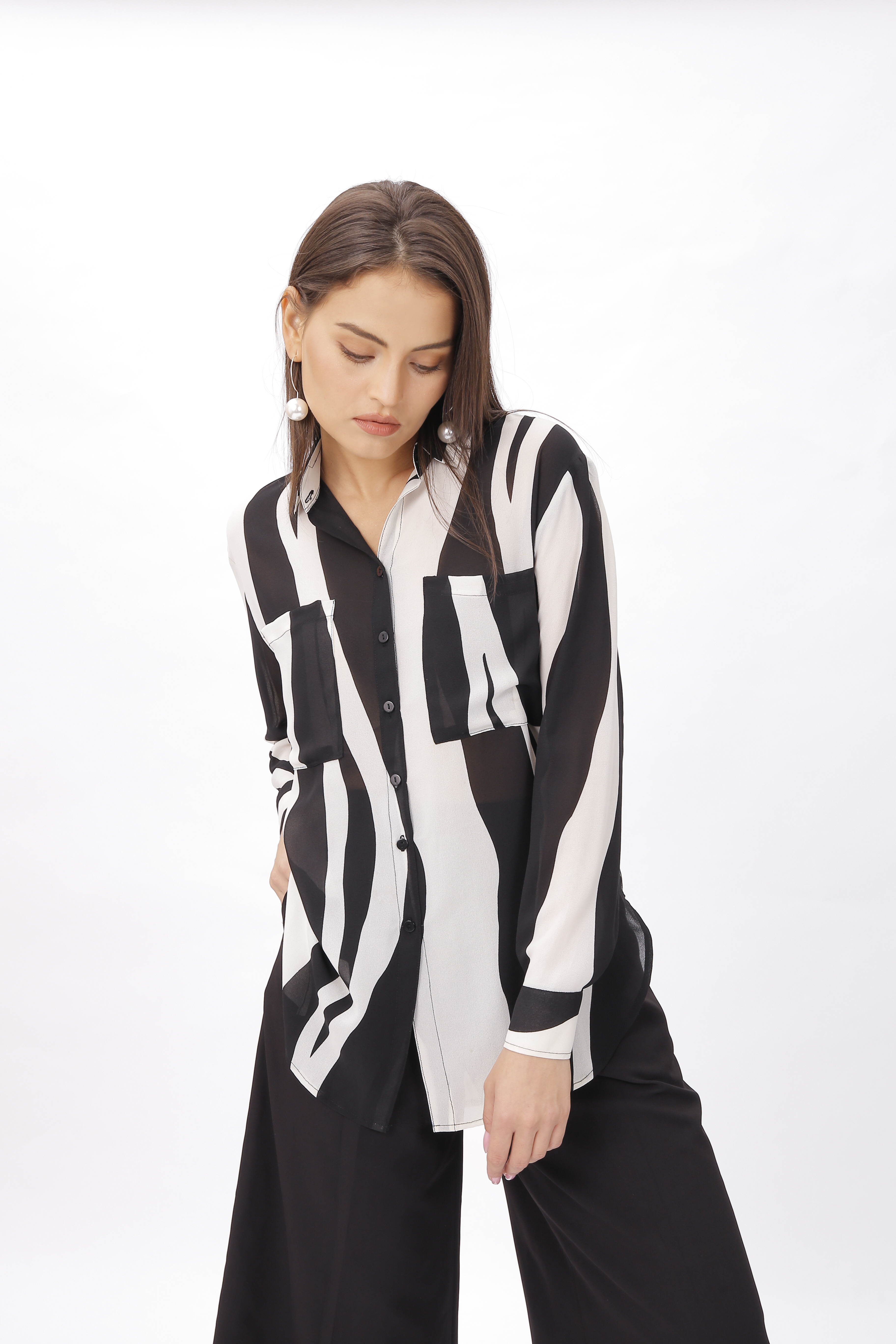 Lether Shirt mix Black-White