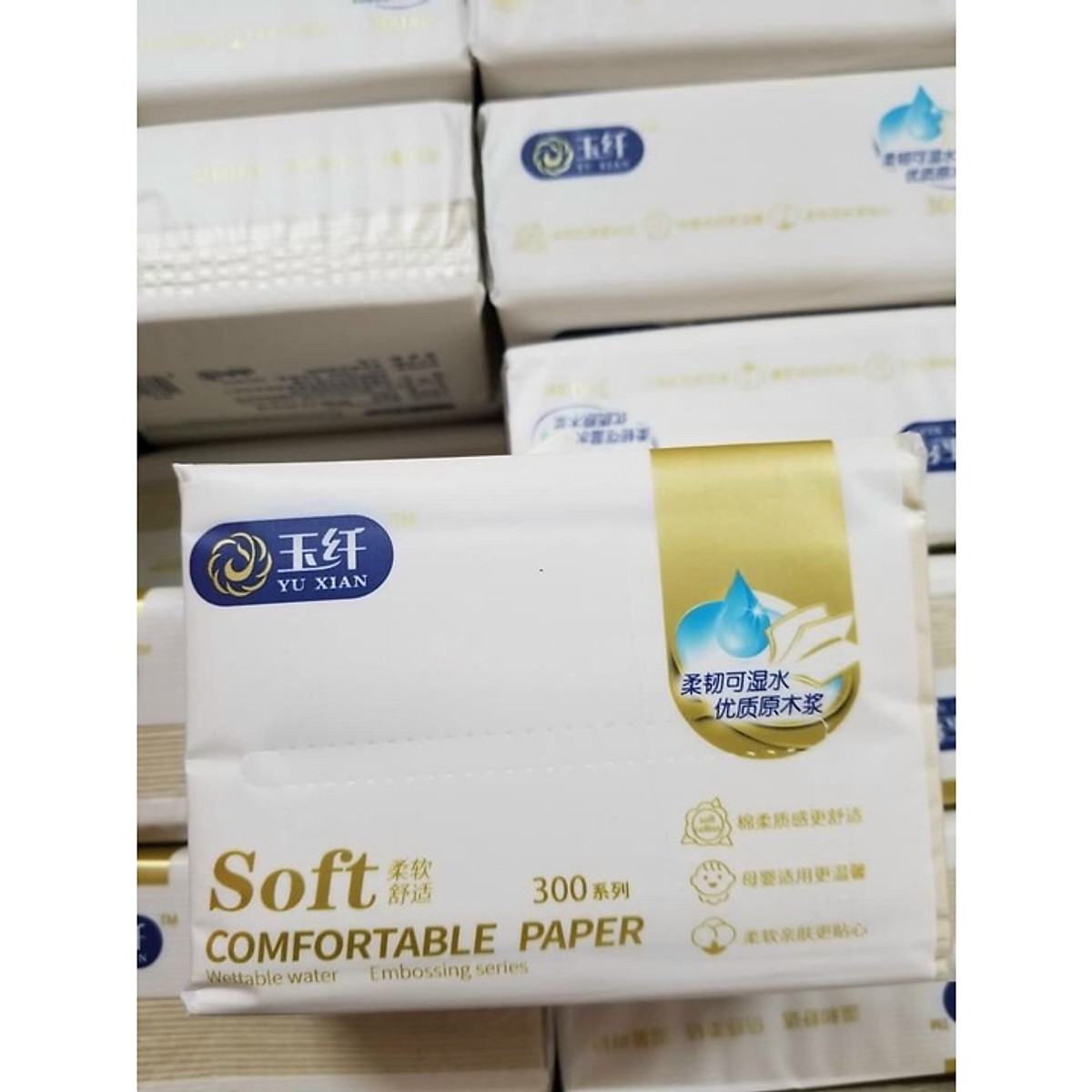 Combo 5 Gói Khăn Giấy Rút SOFT Siêu Dai 300 Tờ Màu Trắng