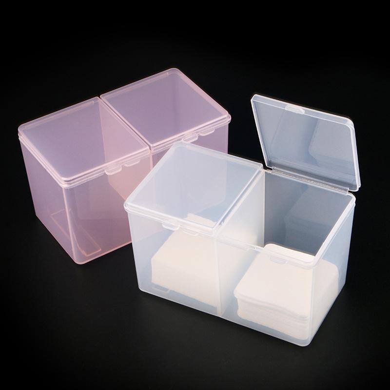 Hộp Đựng Giấy Lau Gel 2 Ngăn Bằng Nhựa Trong, Phụ Kiện Làm Nail Tiện Lợi 7.5x12x6.5cm, Thiết Kế Thông Minh Cho Tiệm Nail Gọn Gàng Chống Bụi