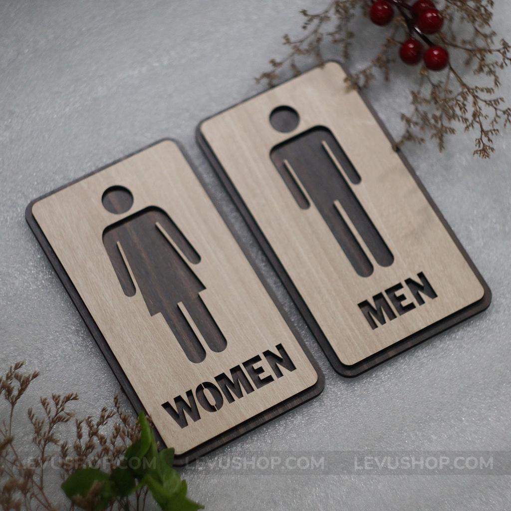 Bộ bảng gỗ Toilet Nam Nữ - Bảng toilet gỗ decor vintage dán cửa phòng nhà vệ sinh Men Women LEVU-TL15