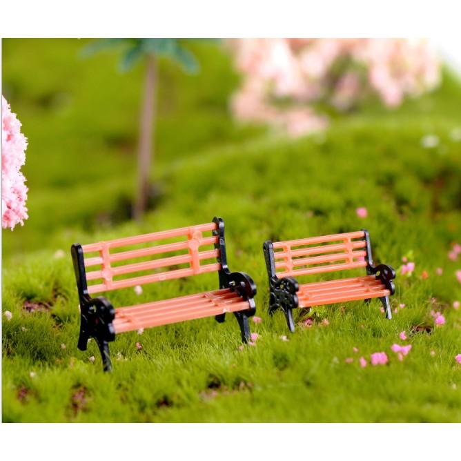 Tiểu cảnh mini Terrarium ️ Ghế công viên tiểu cảnh màu nâu trang trí sen đá, sân vườn, bể cá, bể terrarium