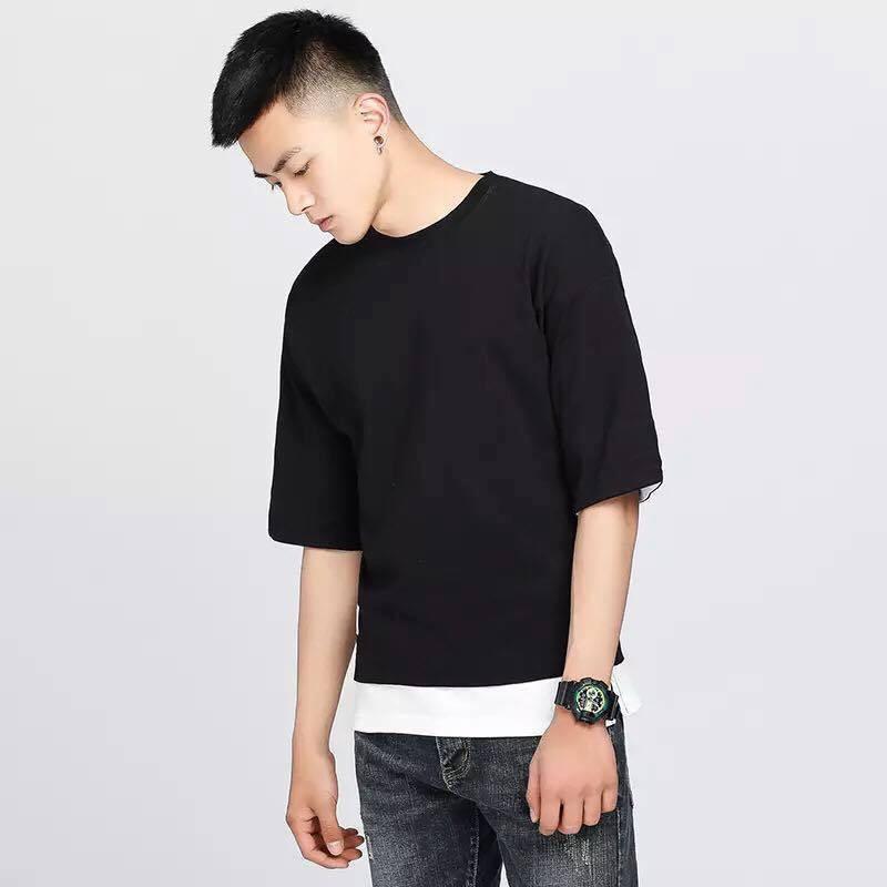 Áo thun phối tà layer