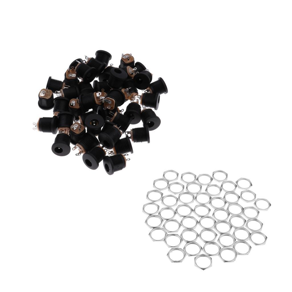 50Pack Panel Mount DC022 2.1x5.5mm DC Power Jack Socket AV Plug Connector