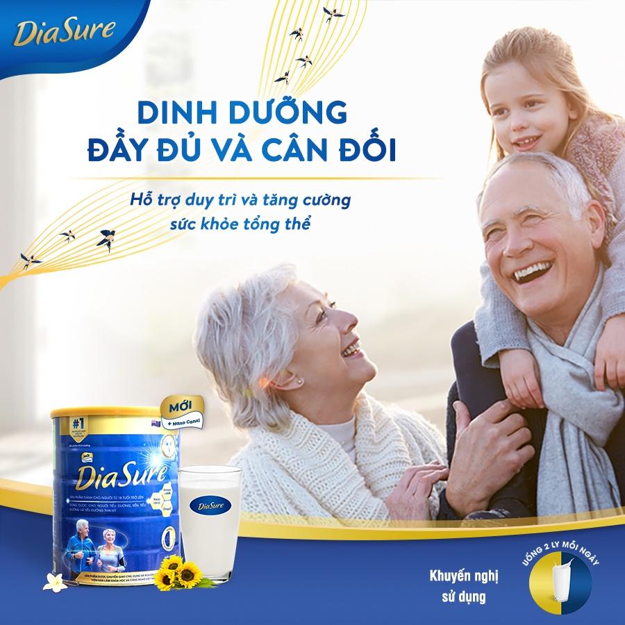 Sữa Non Diasure 850G bổ sung thêm Nano Canxi, Omega3, -Sữa dành cho người tiểu đường