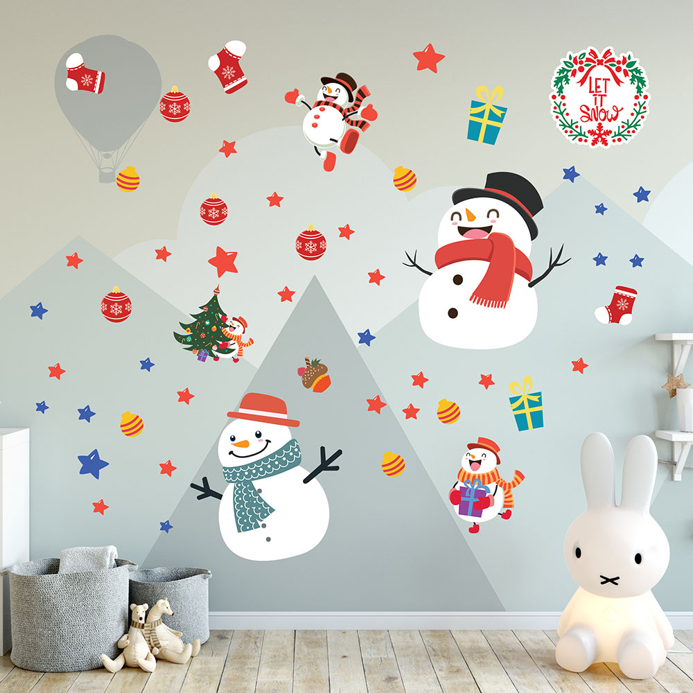 LET IT SNOW - Sticker decal hình dán trang trí theo mùa Noel Giáng Sinh