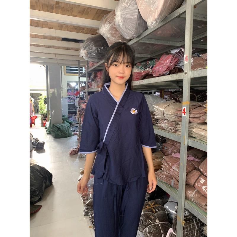 Thời trang nữ đi chùa, áo lam, đồ bộ , thêu hoa cúc chất vải tơ cao cấp