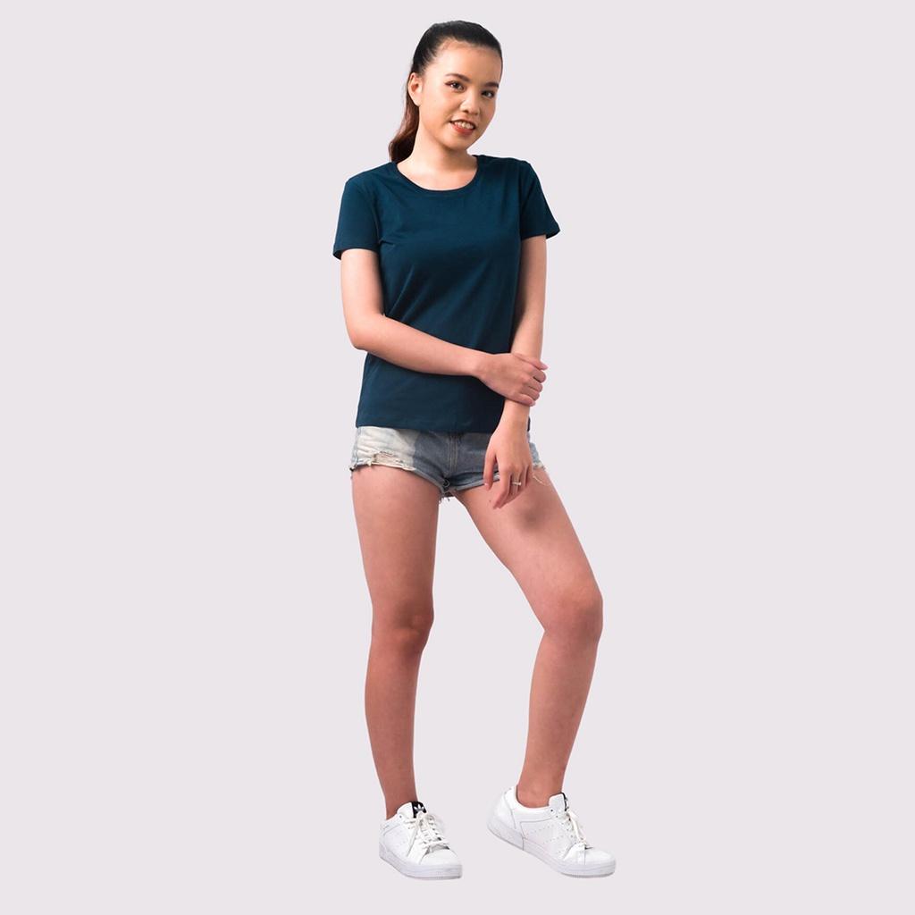 Áo Phông Nữ Cổ Tròn Màu LAM JP Chất Liệu 100% Cotton Cao Cấp, Kháng Khuẩn Ag+, Khử Mùi Cả Ngày - Gold Rhino